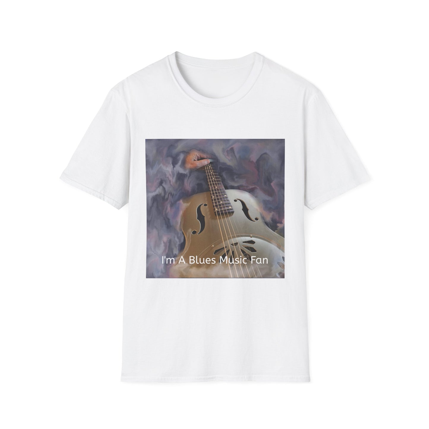 Blues Music Fan T-Shirt resonator guitar - Unisex Softstyle Tee, Guitar Lover Gift, Musician Apparel, Concert Outfit, Blues Enthusiast Clothing