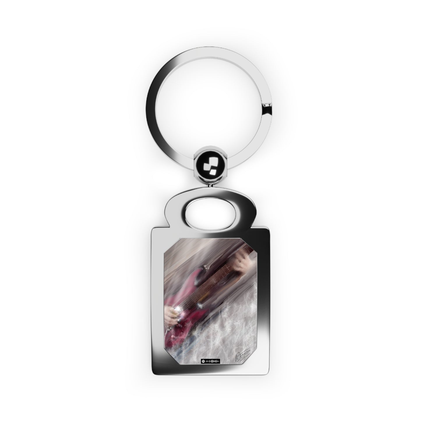 Personalized Photo Keyring with Red Guitar
