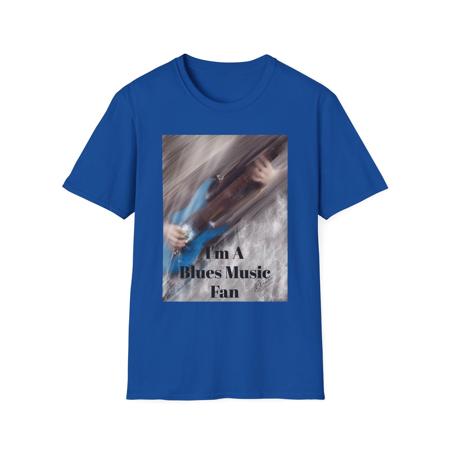 Blues Music Fan T-Shirt - Blue Guitar Unisex Softstyle Tee, Guitar Lover Gift, Musician Apparel, Concert Outfit, Blues Enthusiast Clothing