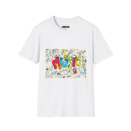 Blues Music Fan T-Shirt music2  - Unisex Softstyle Tee, Guitar Lover Gift, Musician Apparel, Concert Outfit, Blues Enthusiast Clothing