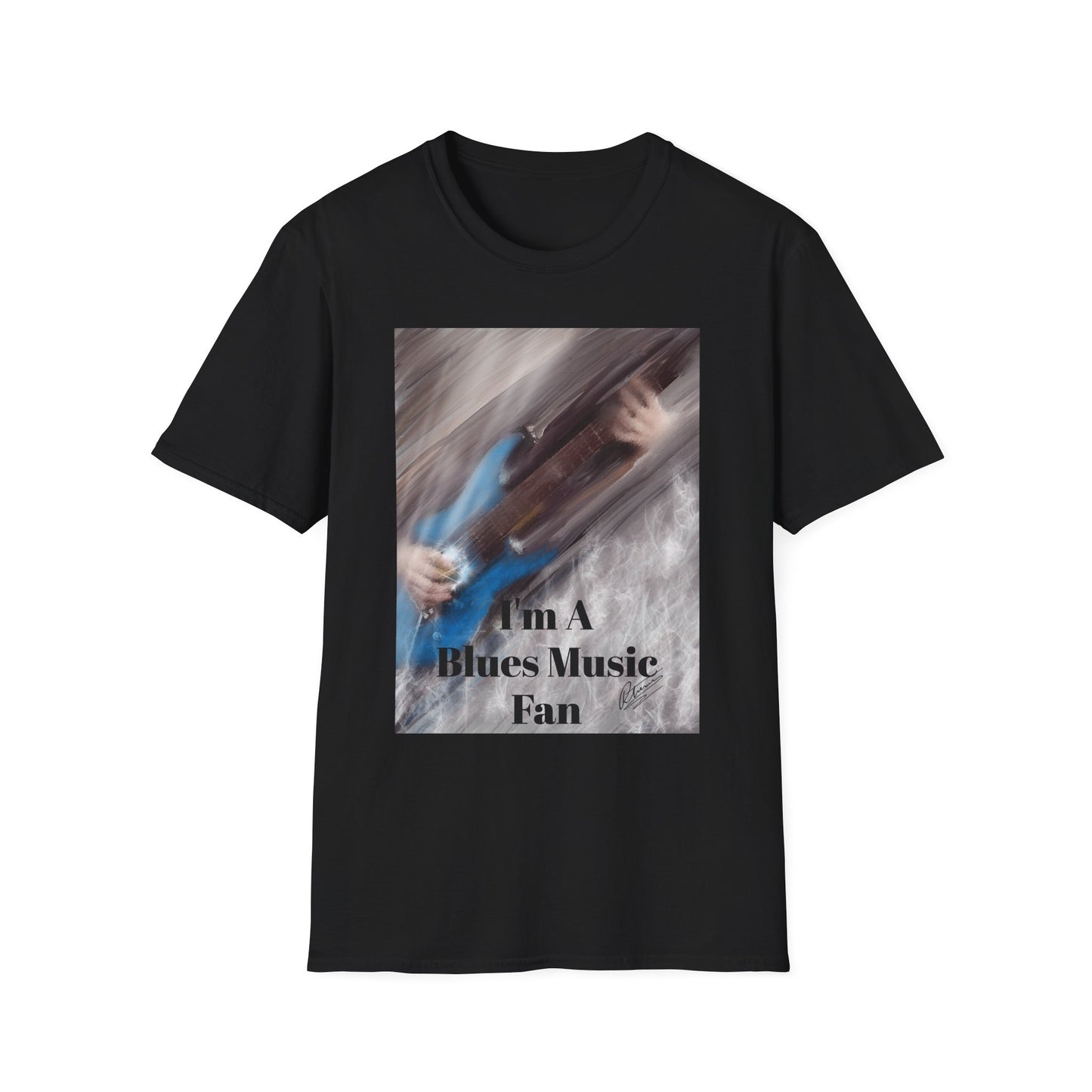 Blues Music Fan T-Shirt - Blue Guitar Unisex Softstyle Tee, Guitar Lover Gift, Musician Apparel, Concert Outfit, Blues Enthusiast Clothing
