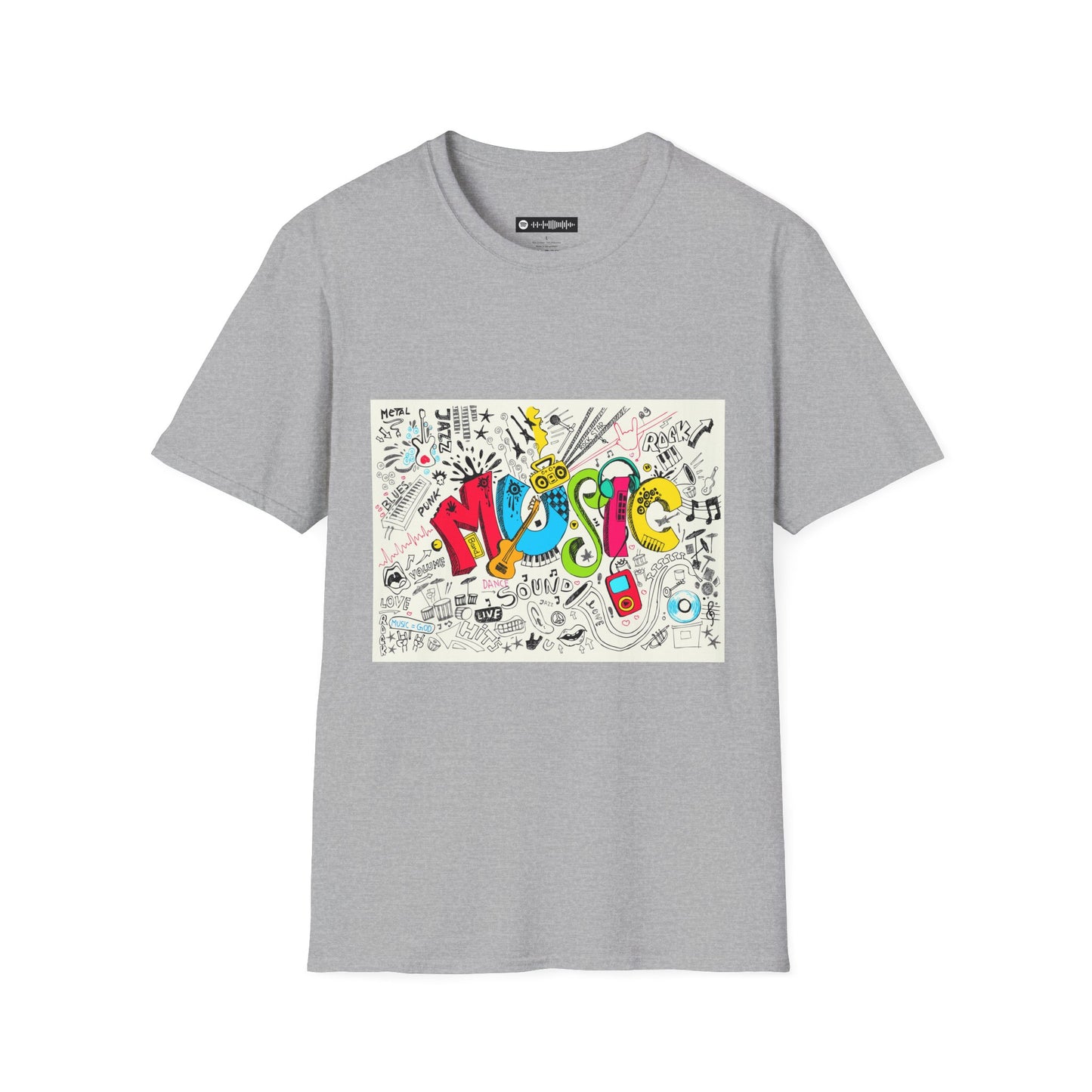 Blues Music Fan T-Shirt music2  - Unisex Softstyle Tee, Guitar Lover Gift, Musician Apparel, Concert Outfit, Blues Enthusiast Clothing