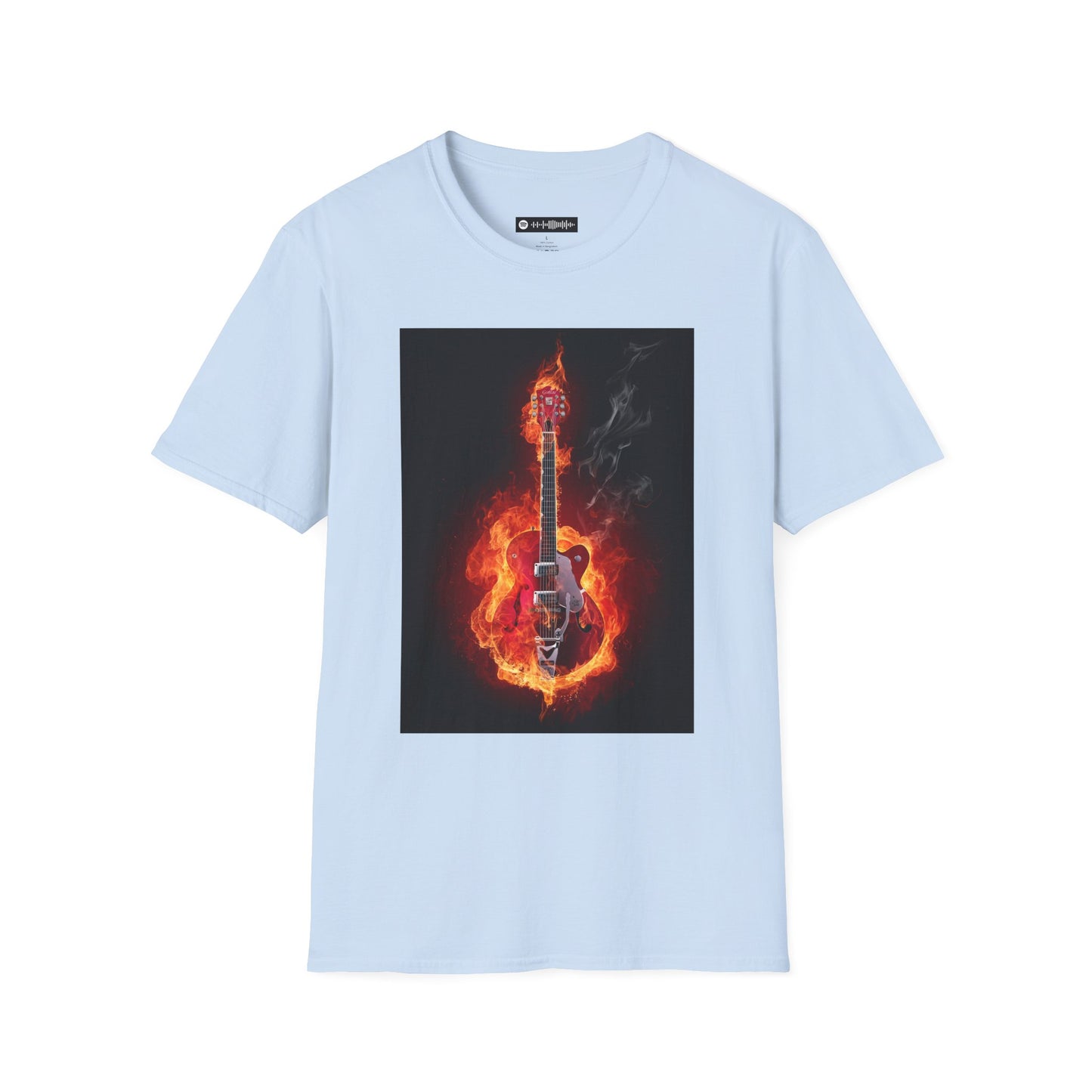 Blues Music Fan T-Shirt fire elec guitar - Unisex Softstyle Tee, Guitar Lover Gift, Musician Apparel, Concert Outfit, Blues Enthusiast Clothing