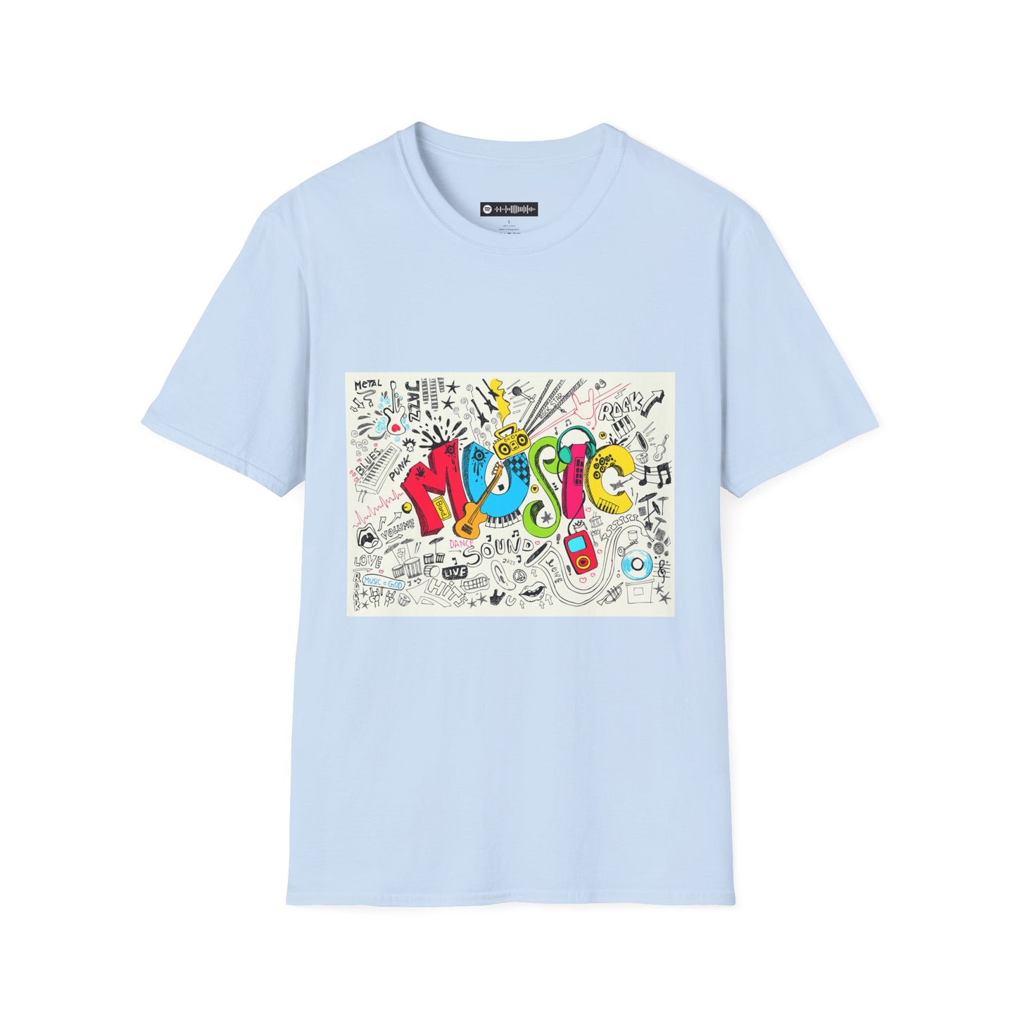 Blues Music Fan T-Shirt music2  - Unisex Softstyle Tee, Guitar Lover Gift, Musician Apparel, Concert Outfit, Blues Enthusiast Clothing