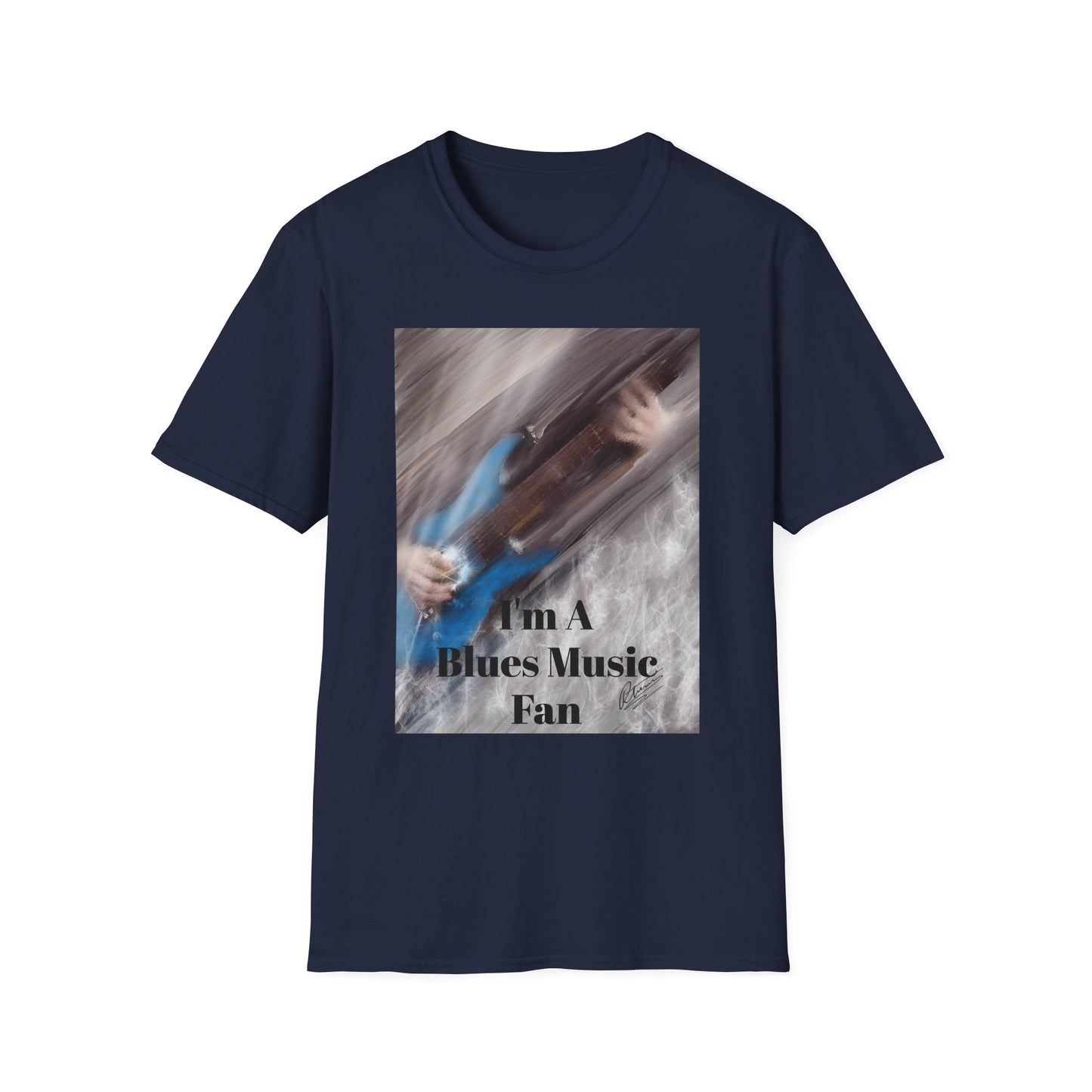 Blues Music Fan T-Shirt - Blue Guitar Unisex Softstyle Tee, Guitar Lover Gift, Musician Apparel, Concert Outfit, Blues Enthusiast Clothing