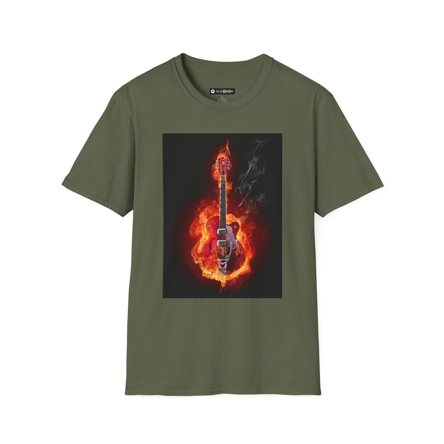 Blues Music Fan T-Shirt fire elec guitar - Unisex Softstyle Tee, Guitar Lover Gift, Musician Apparel, Concert Outfit, Blues Enthusiast Clothing