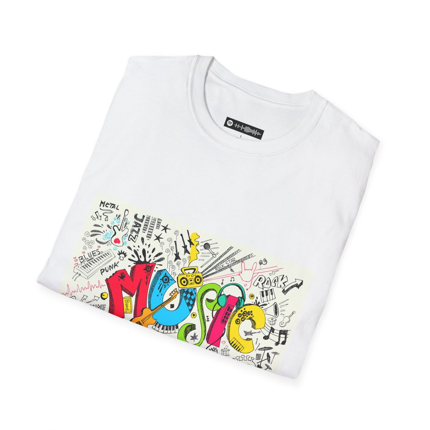 Blues Music Fan T-Shirt music2  - Unisex Softstyle Tee, Guitar Lover Gift, Musician Apparel, Concert Outfit, Blues Enthusiast Clothing