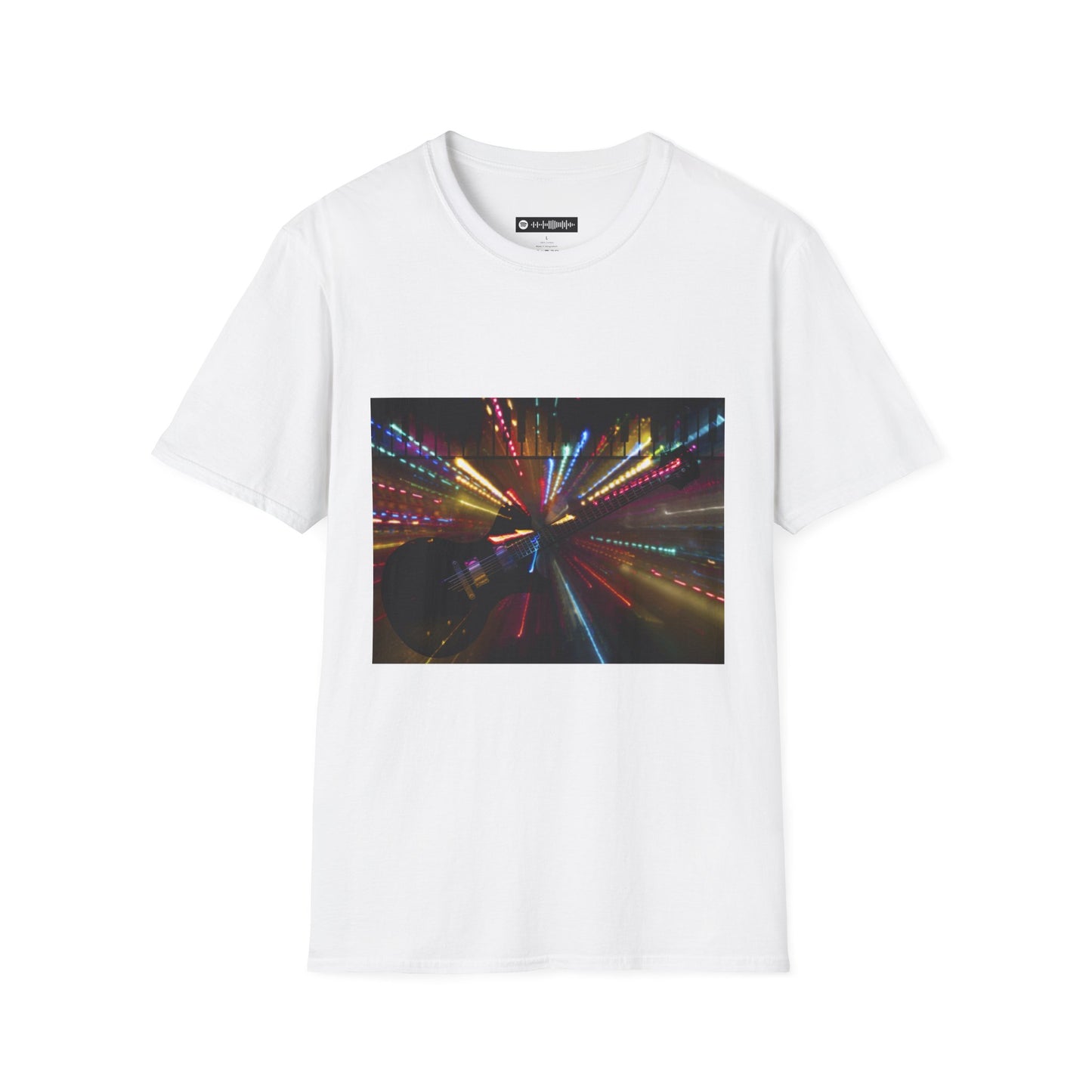 Blues Music Fan T-Shirt elec guitar lights - Unisex Softstyle Tee, Guitar Lover Gift, Musician Apparel, Concert Outfit, Blues Enthusiast Clothing