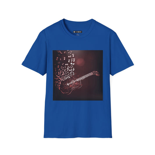 Blues Music Fan T-Shirt guitar w-notes - Unisex Softstyle Tee, Guitar Lover Gift, Musician Apparel, Concert Outfit, Blues Enthusiast Clothing