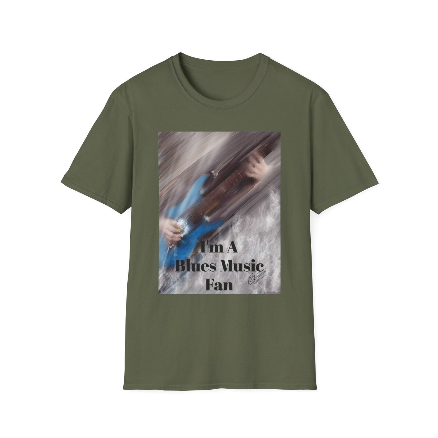 Blues Music Fan T-Shirt - Blue Guitar Unisex Softstyle Tee, Guitar Lover Gift, Musician Apparel, Concert Outfit, Blues Enthusiast Clothing