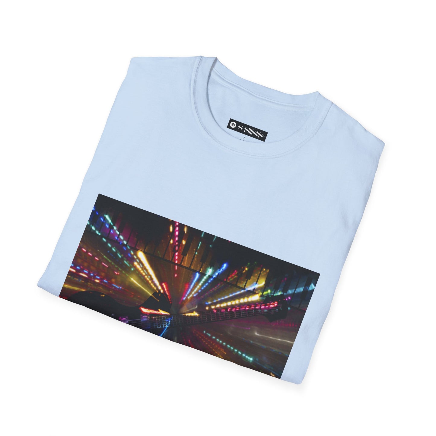 Blues Music Fan T-Shirt elec guitar lights - Unisex Softstyle Tee, Guitar Lover Gift, Musician Apparel, Concert Outfit, Blues Enthusiast Clothing