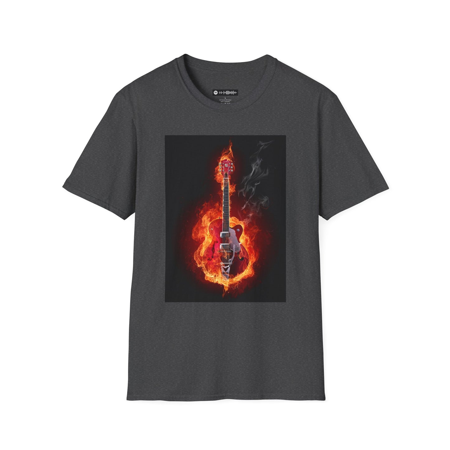 Blues Music Fan T-Shirt fire elec guitar - Unisex Softstyle Tee, Guitar Lover Gift, Musician Apparel, Concert Outfit, Blues Enthusiast Clothing