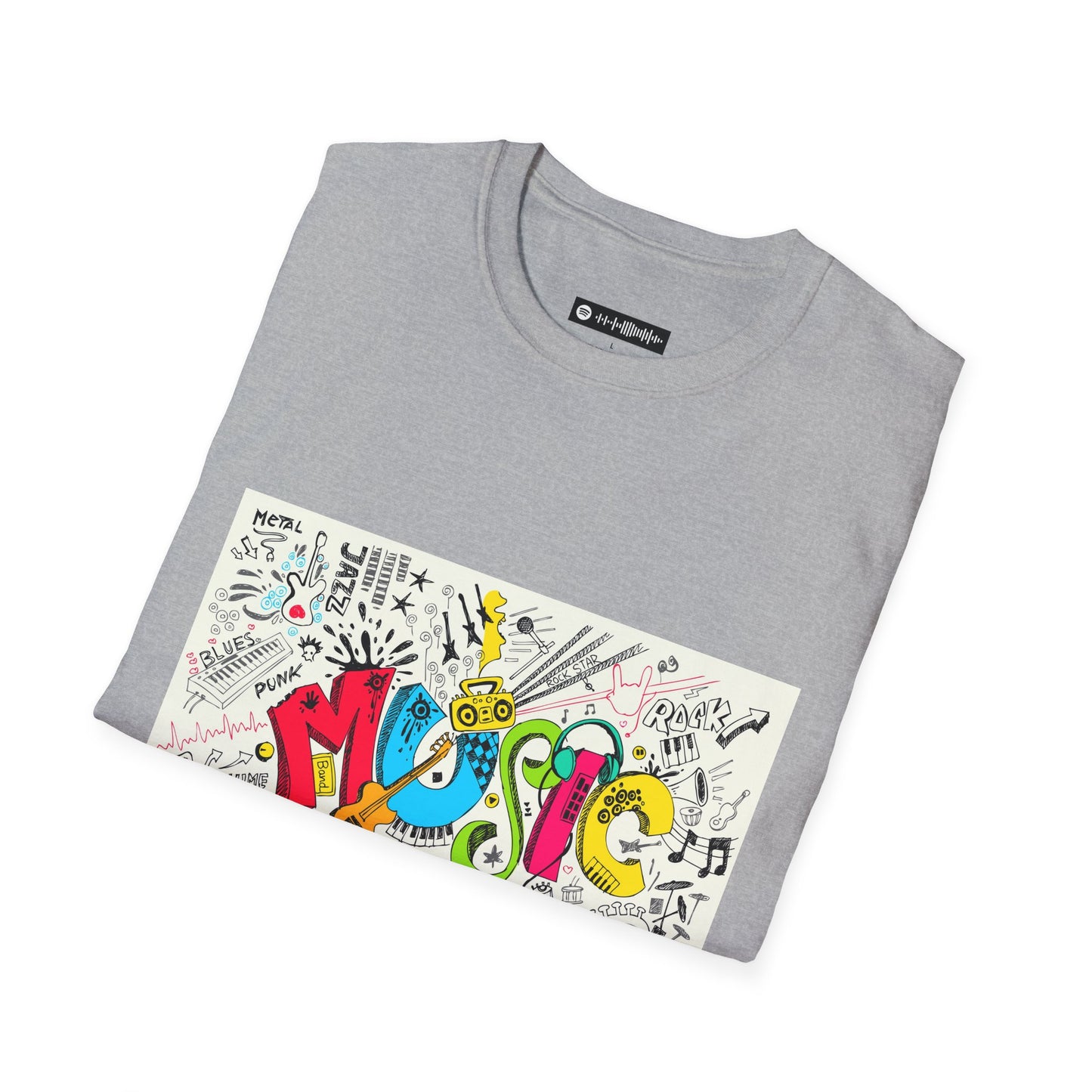 Blues Music Fan T-Shirt music2  - Unisex Softstyle Tee, Guitar Lover Gift, Musician Apparel, Concert Outfit, Blues Enthusiast Clothing