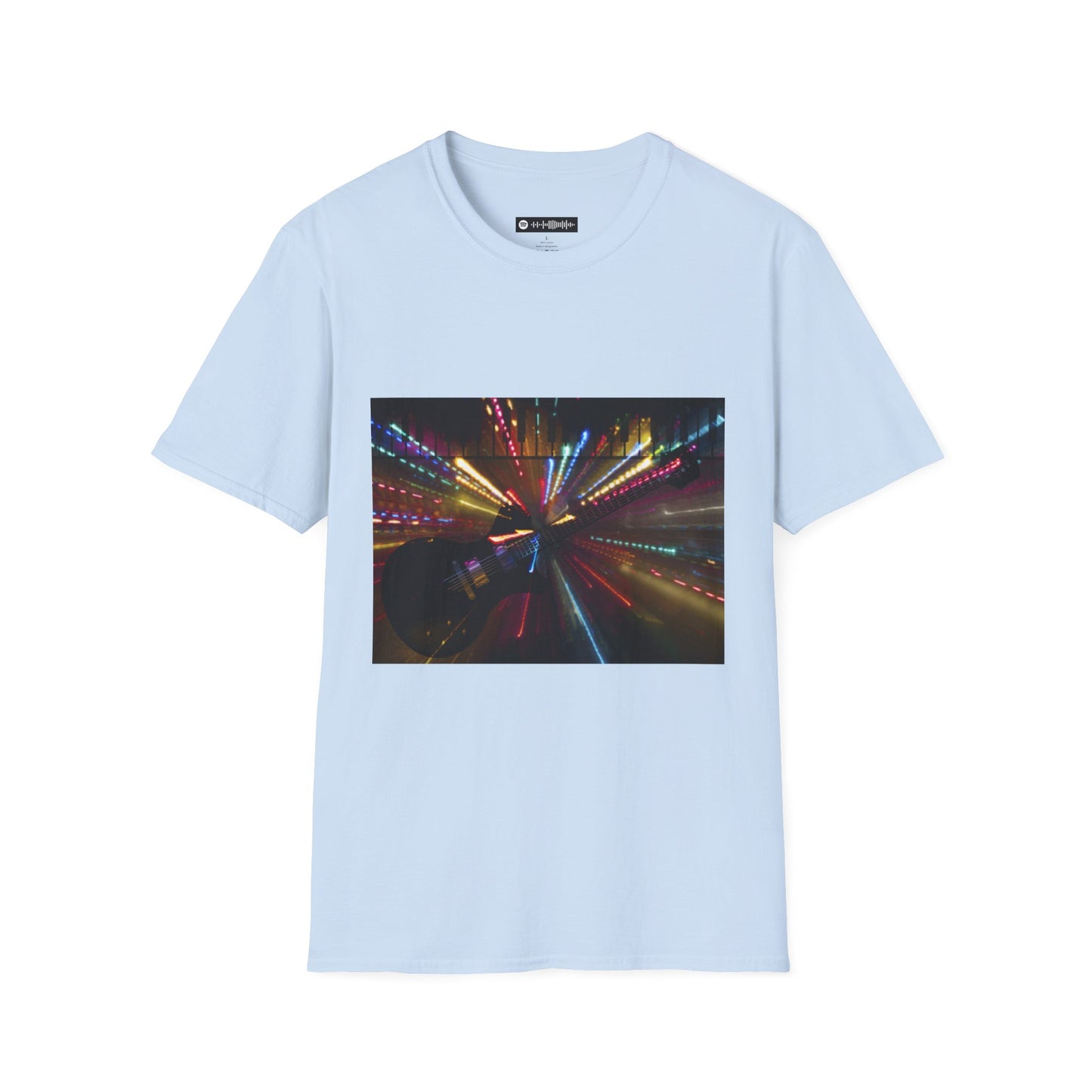 Blues Music Fan T-Shirt elec guitar lights - Unisex Softstyle Tee, Guitar Lover Gift, Musician Apparel, Concert Outfit, Blues Enthusiast Clothing