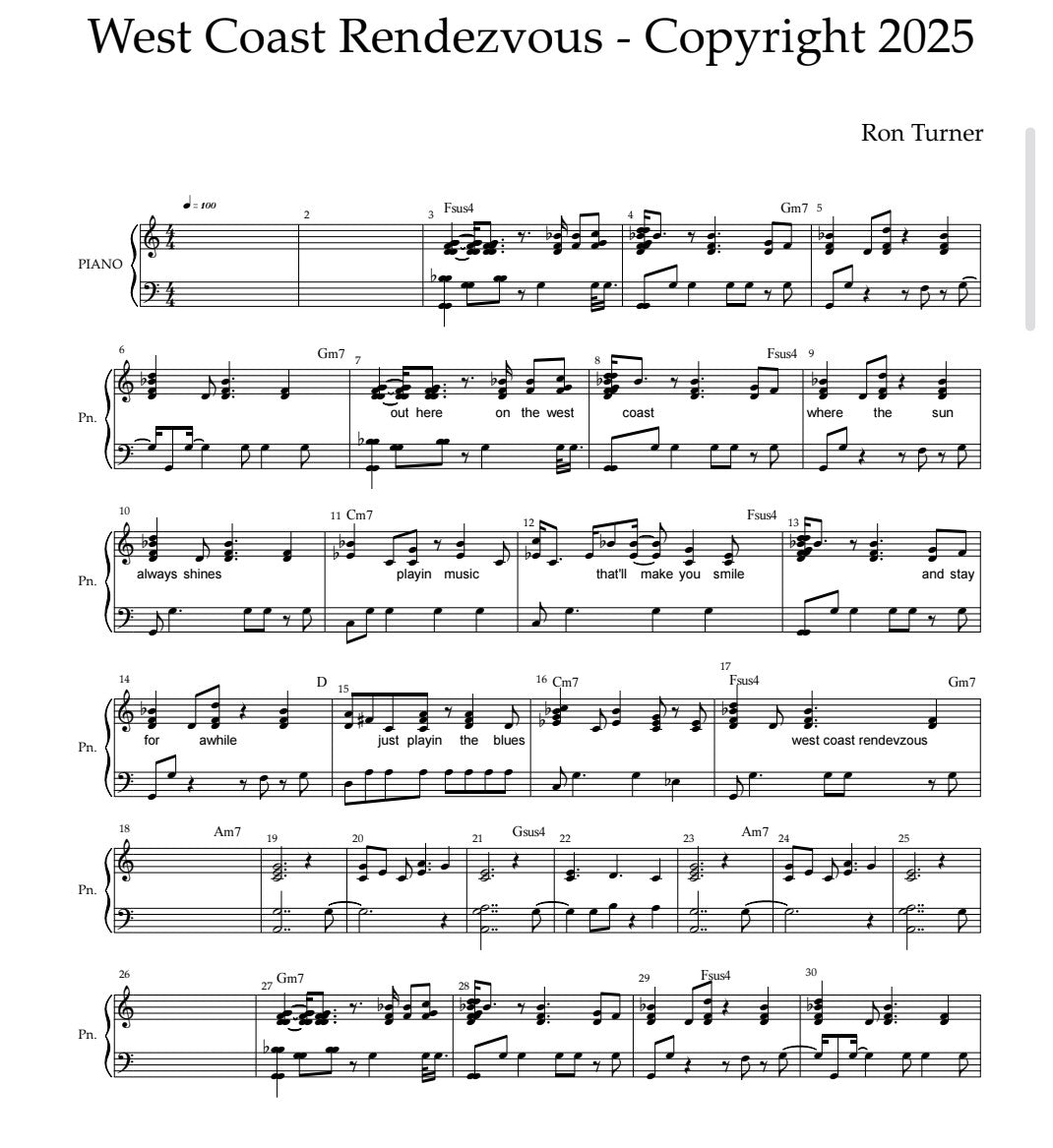 Sheet Music PDF Download - West Coast Rendezvous