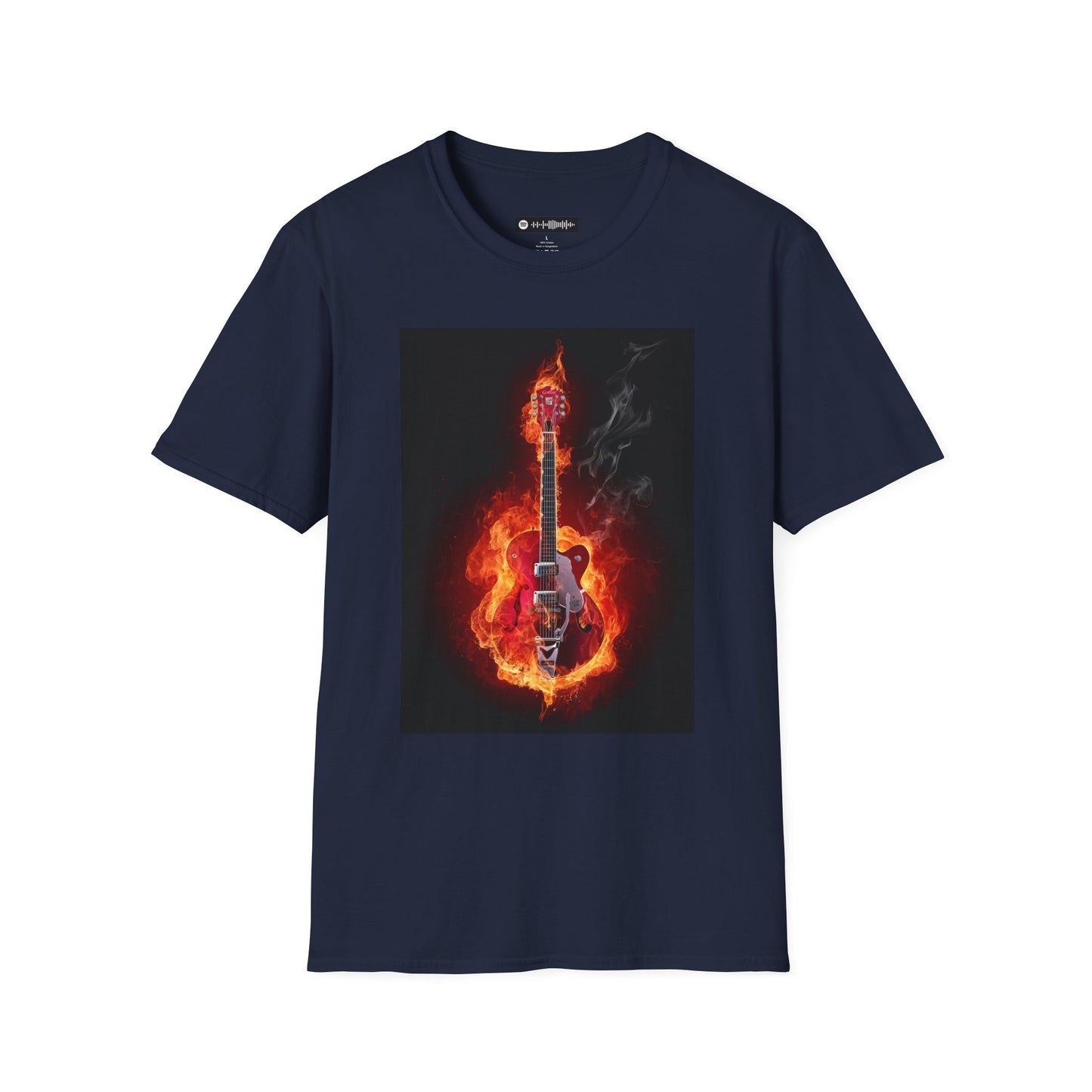 Blues Music Fan T-Shirt fire elec guitar - Unisex Softstyle Tee, Guitar Lover Gift, Musician Apparel, Concert Outfit, Blues Enthusiast Clothing