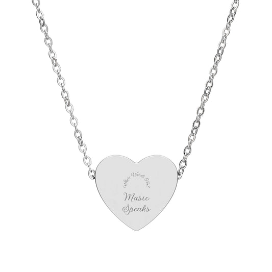 Heart Necklace (Engraving) "Where Words Fail Music Speaks"