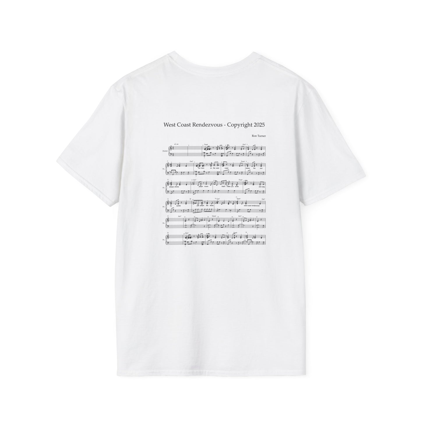 Blues Music Fan T-Shirt West Coast Rendezvous - Unisex Softstyle Tee, Guitar Lover Gift, Musician Apparel, Concert Outfit, Blues Enthusiast Clothing