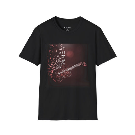 Blues Music Fan T-Shirt guitar w-notes - Unisex Softstyle Tee, Guitar Lover Gift, Musician Apparel, Concert Outfit, Blues Enthusiast Clothing