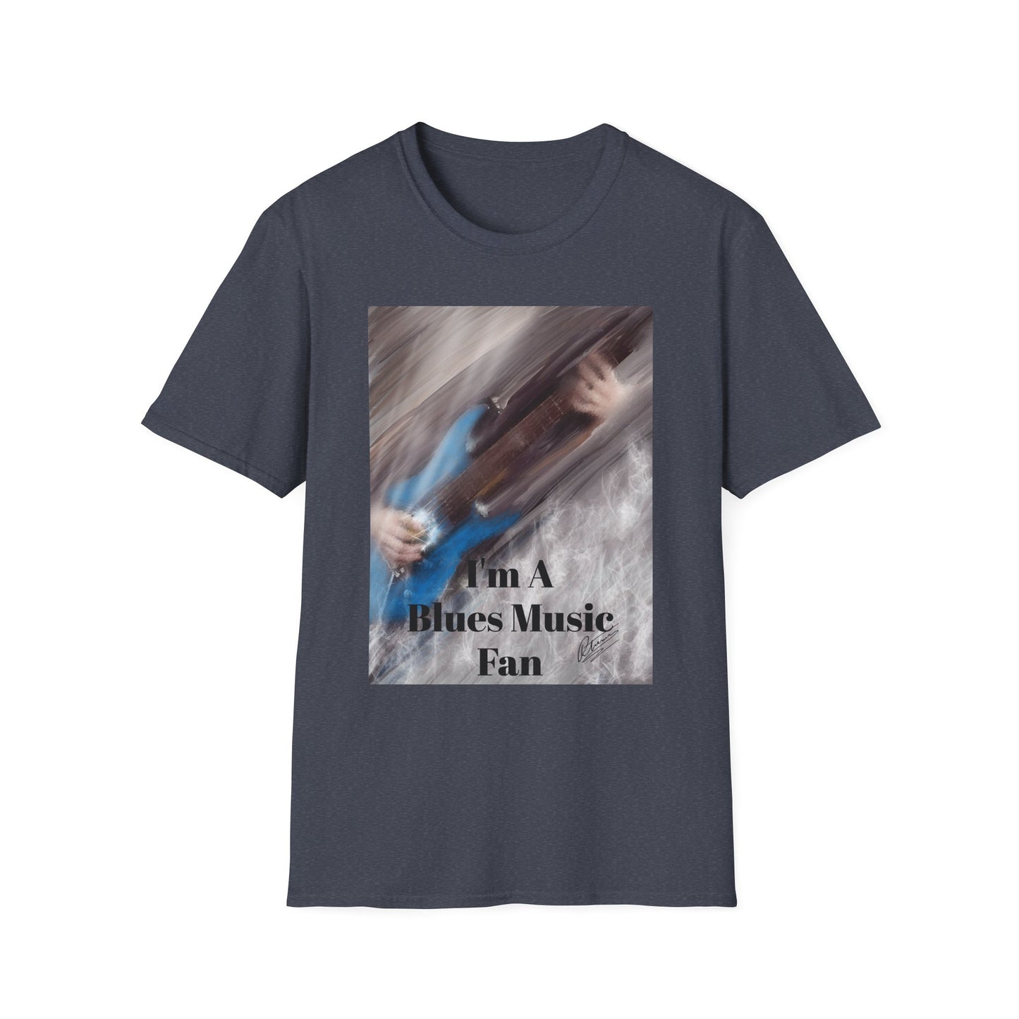 Blues Music Fan T-Shirt - Blue Guitar Unisex Softstyle Tee, Guitar Lover Gift, Musician Apparel, Concert Outfit, Blues Enthusiast Clothing