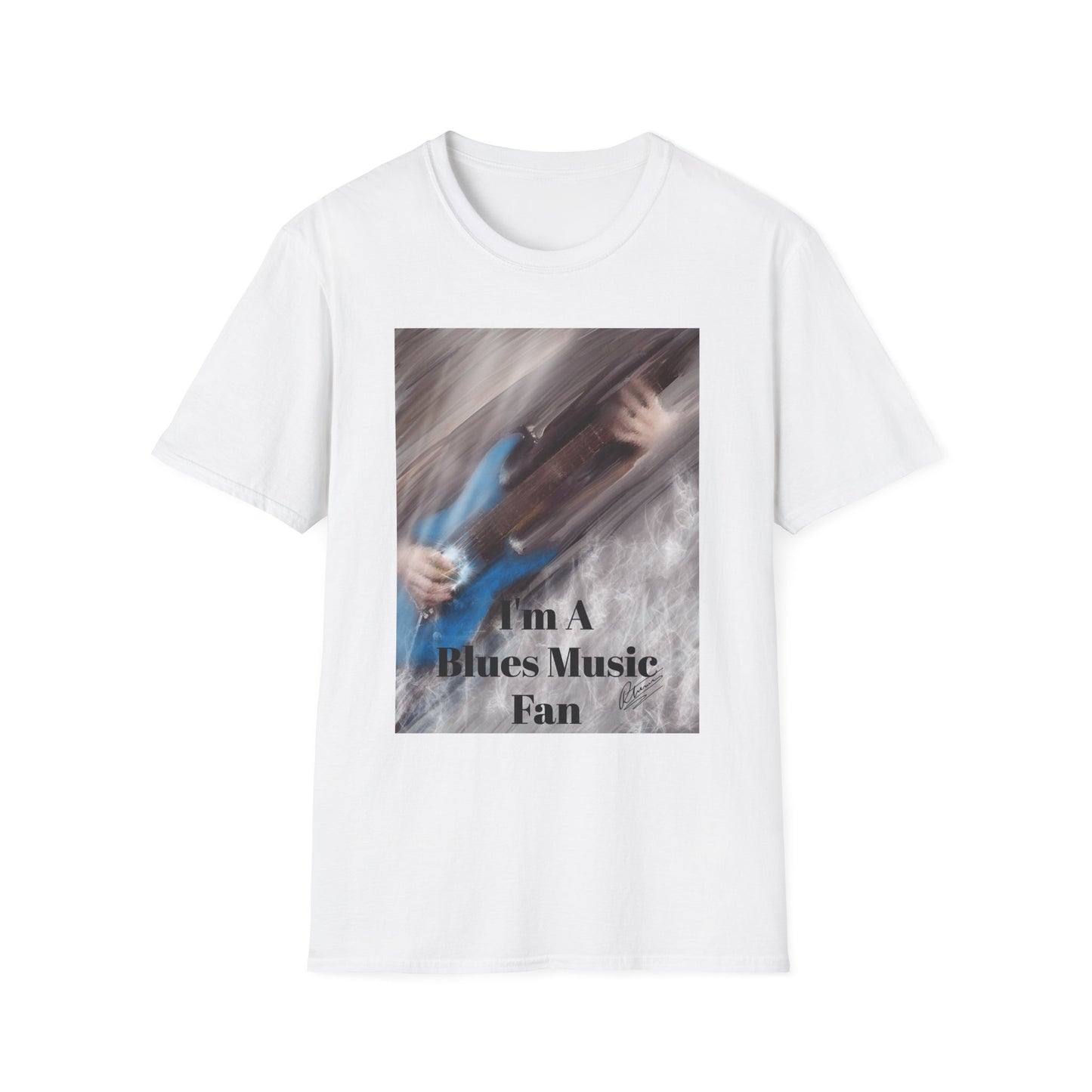 Blues Music Fan T-Shirt - Blue Guitar Unisex Softstyle Tee, Guitar Lover Gift, Musician Apparel, Concert Outfit, Blues Enthusiast Clothing