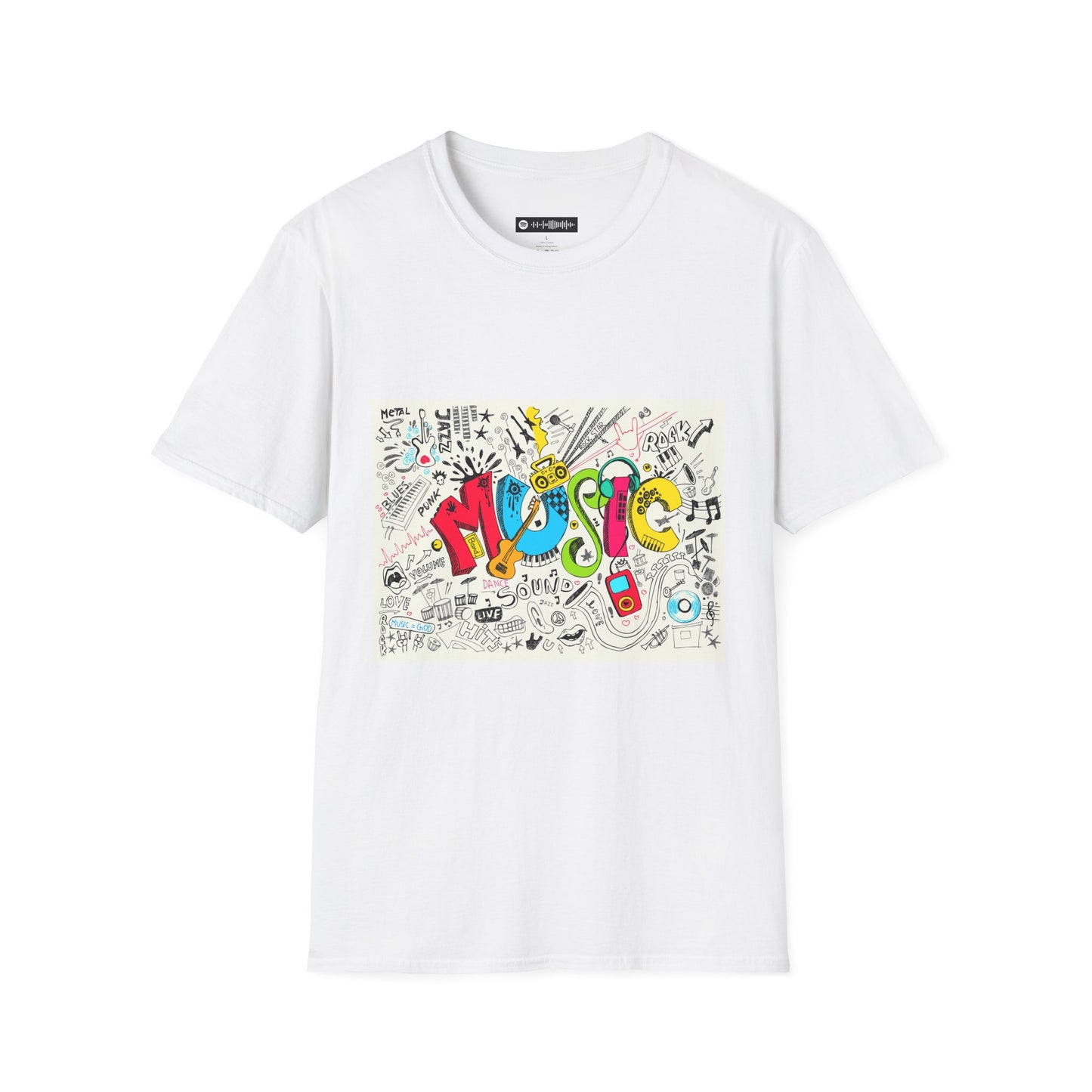 Blues Music Fan T-Shirt music2  - Unisex Softstyle Tee, Guitar Lover Gift, Musician Apparel, Concert Outfit, Blues Enthusiast Clothing