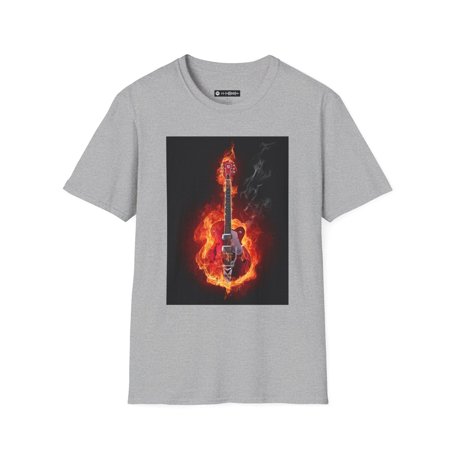 Blues Music Fan T-Shirt fire elec guitar - Unisex Softstyle Tee, Guitar Lover Gift, Musician Apparel, Concert Outfit, Blues Enthusiast Clothing