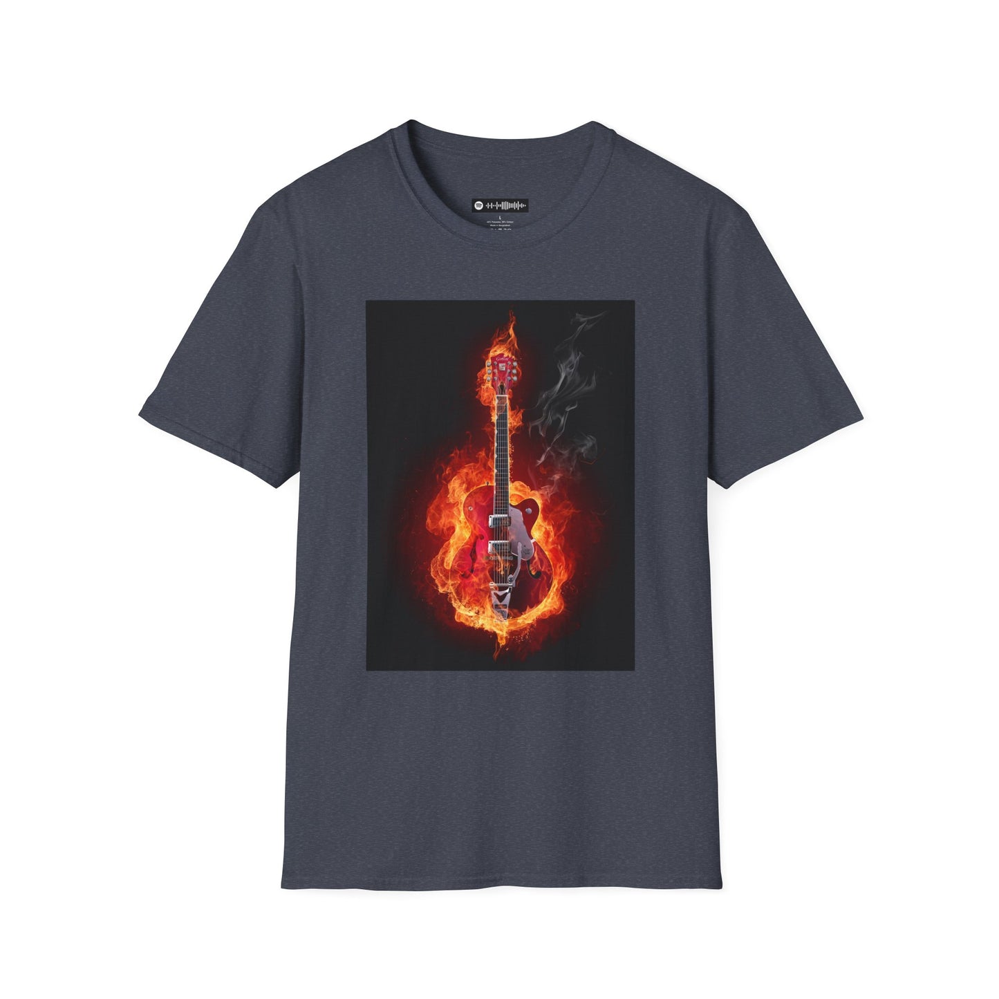 Blues Music Fan T-Shirt fire elec guitar - Unisex Softstyle Tee, Guitar Lover Gift, Musician Apparel, Concert Outfit, Blues Enthusiast Clothing