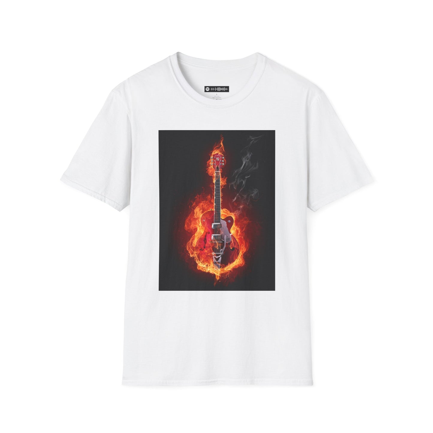 Blues Music Fan T-Shirt fire elec guitar - Unisex Softstyle Tee, Guitar Lover Gift, Musician Apparel, Concert Outfit, Blues Enthusiast Clothing