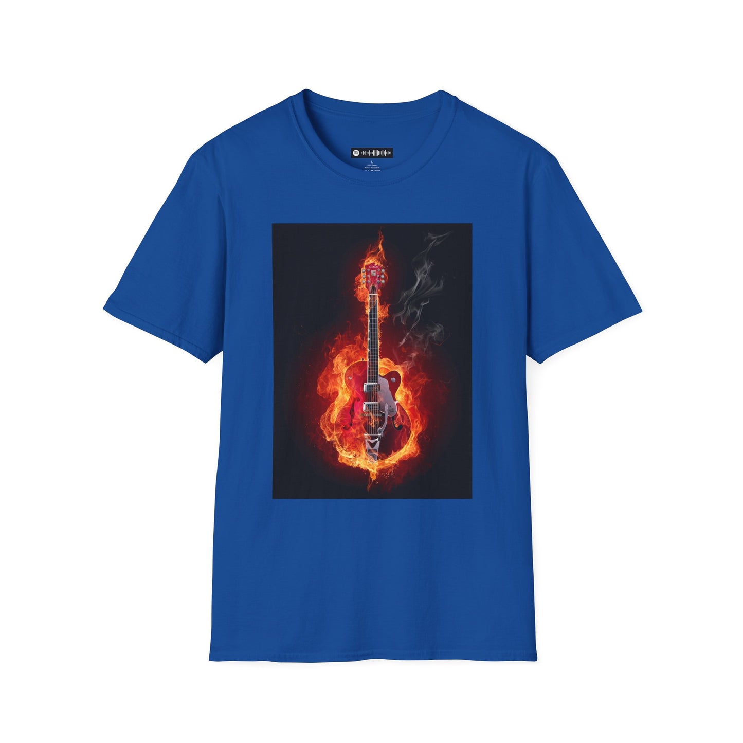 Blues Music Fan T-Shirt fire elec guitar - Unisex Softstyle Tee, Guitar Lover Gift, Musician Apparel, Concert Outfit, Blues Enthusiast Clothing