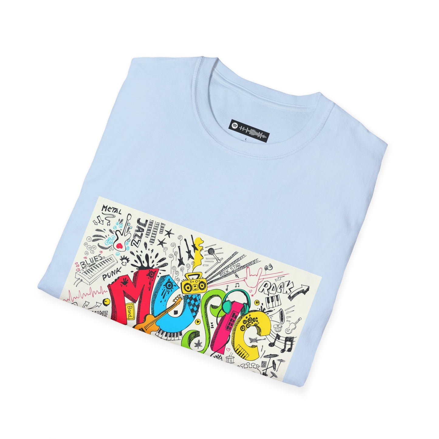 Blues Music Fan T-Shirt music2  - Unisex Softstyle Tee, Guitar Lover Gift, Musician Apparel, Concert Outfit, Blues Enthusiast Clothing