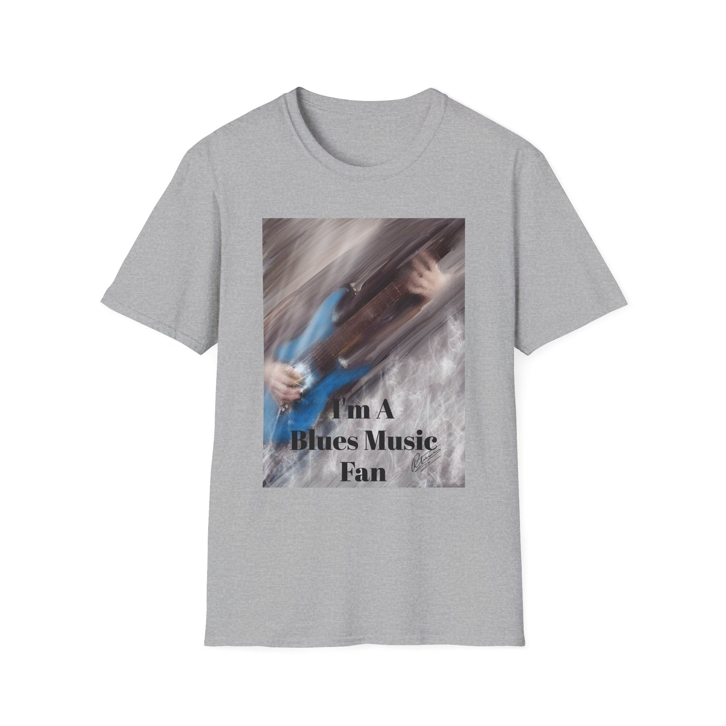 Blues Music Fan T-Shirt - Blue Guitar Unisex Softstyle Tee, Guitar Lover Gift, Musician Apparel, Concert Outfit, Blues Enthusiast Clothing