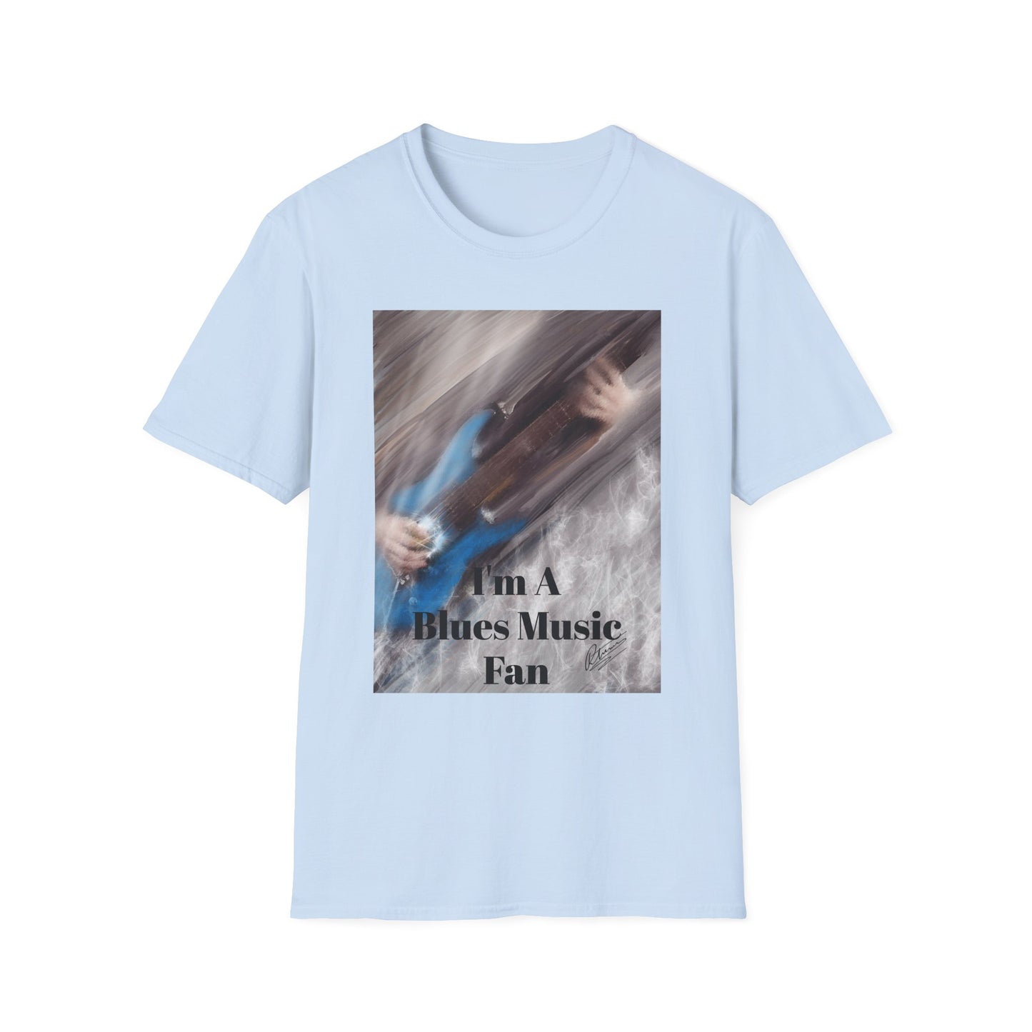 Blues Music Fan T-Shirt - Blue Guitar Unisex Softstyle Tee, Guitar Lover Gift, Musician Apparel, Concert Outfit, Blues Enthusiast Clothing
