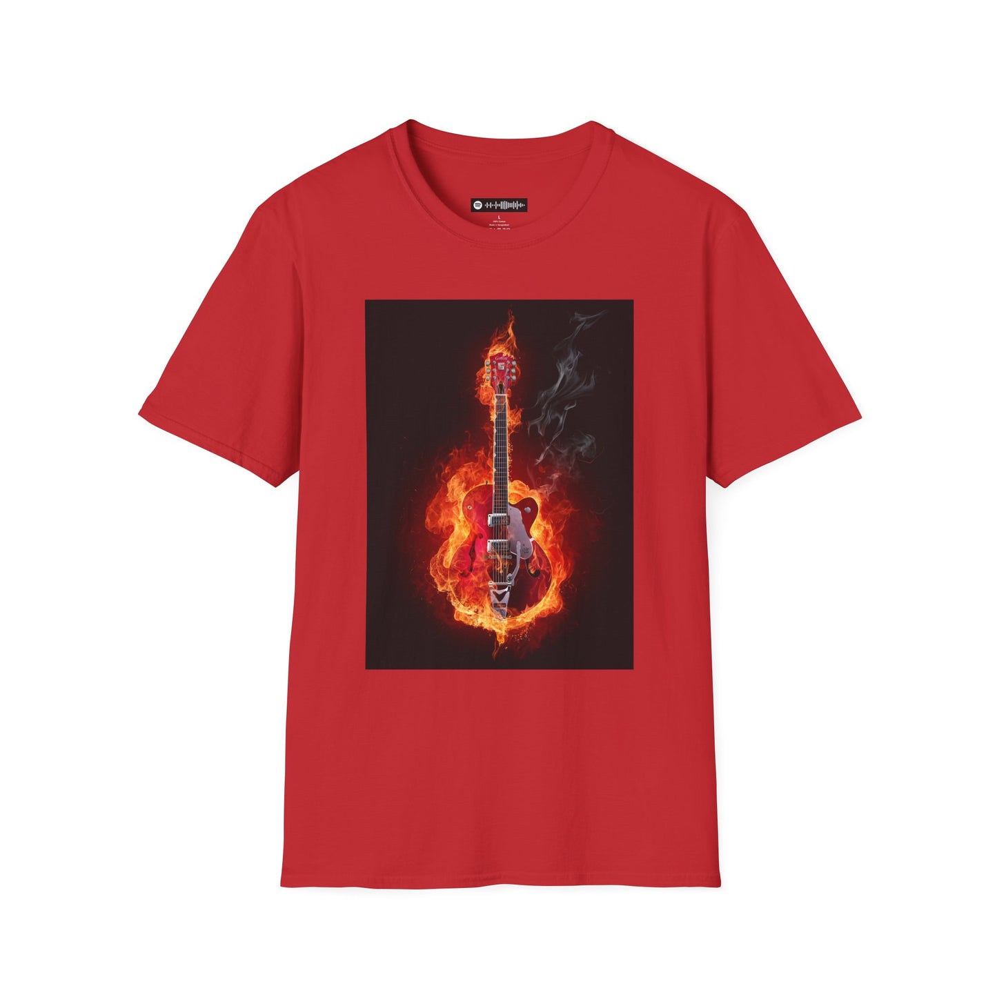 Blues Music Fan T-Shirt fire elec guitar - Unisex Softstyle Tee, Guitar Lover Gift, Musician Apparel, Concert Outfit, Blues Enthusiast Clothing