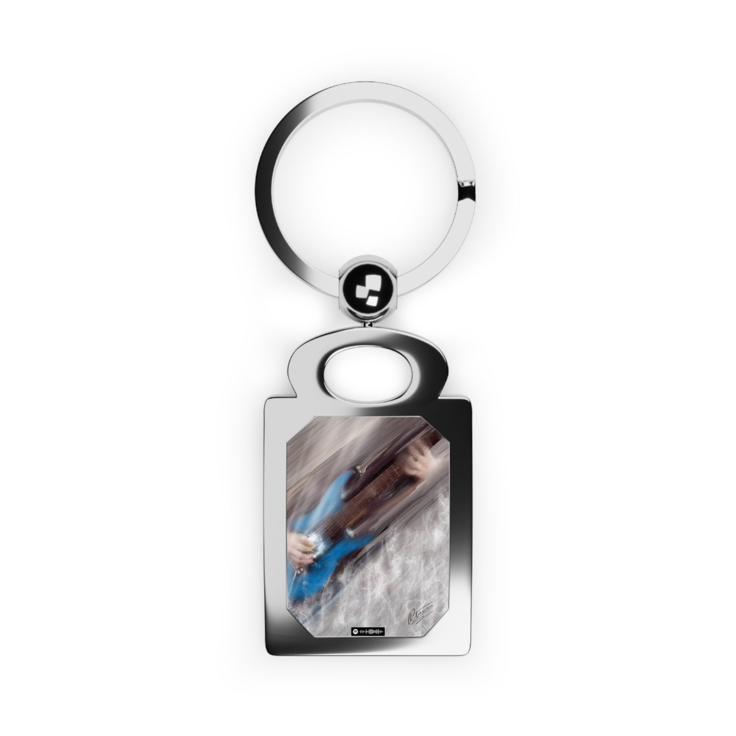 Personalized Photo Keyring with Blue Guitar