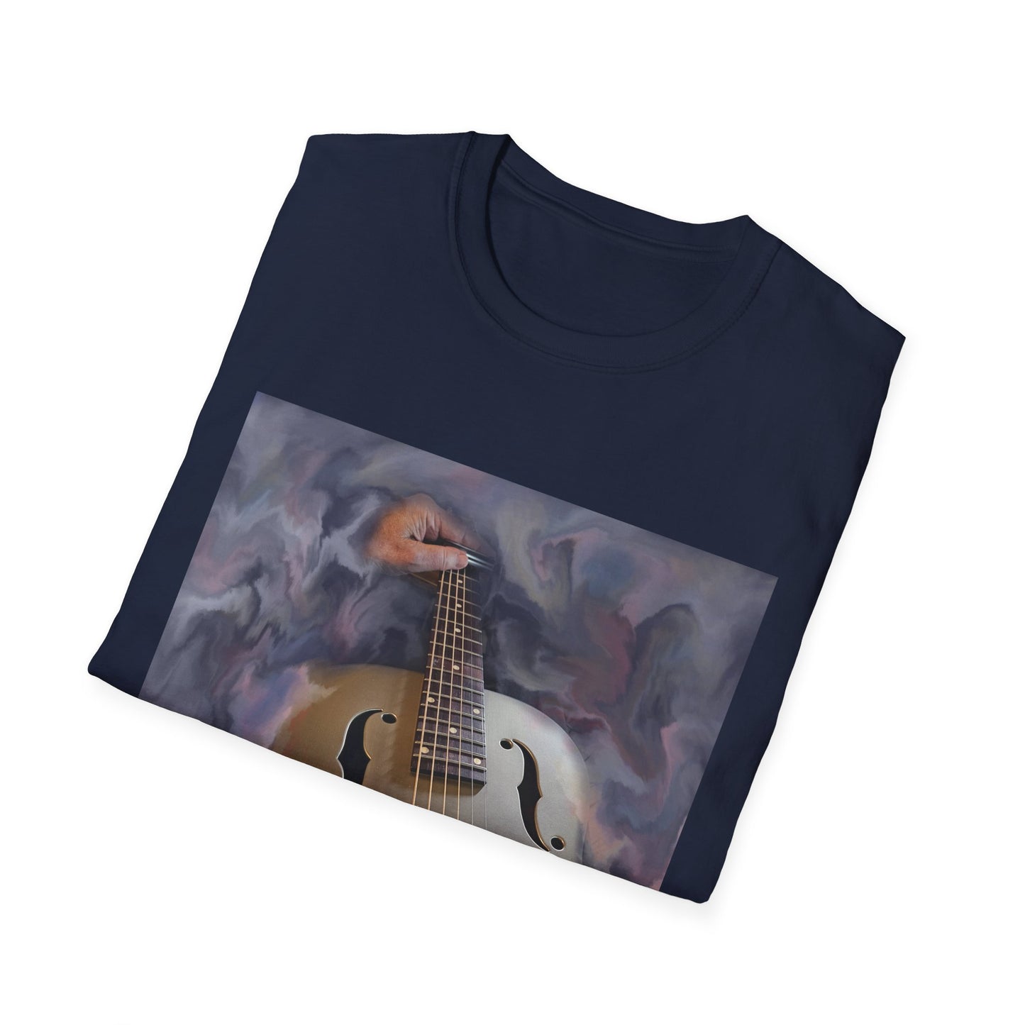 Blues Music Fan T-Shirt resonator guitar - Unisex Softstyle Tee, Guitar Lover Gift, Musician Apparel, Concert Outfit, Blues Enthusiast Clothing