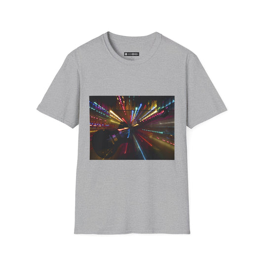 Blues Music Fan T-Shirt elec guitar lights - Unisex Softstyle Tee, Guitar Lover Gift, Musician Apparel, Concert Outfit, Blues Enthusiast Clothing